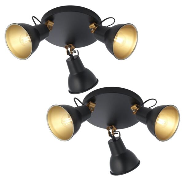 Set of 2 Brook - Matt Black Studio Style 3 Way Spot Lights