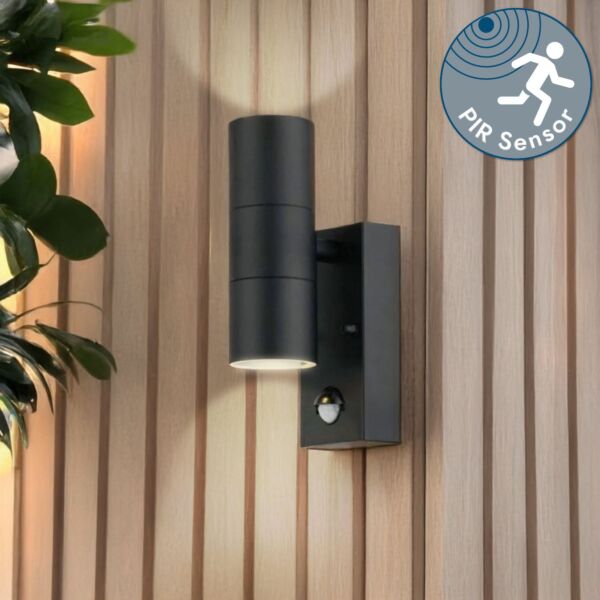 Blaze - Black Outdoor Up Down Motion Sensor Wall Light