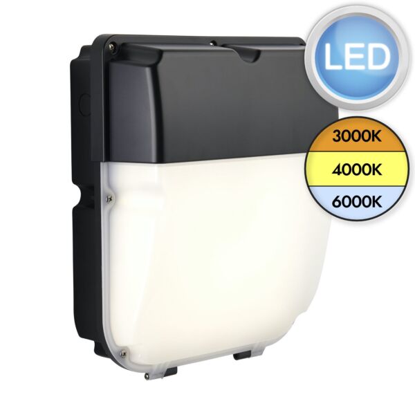 Saxby Lighting - Lucca CCT - 114570 - LED Black Opal IP65 Outdoor Sensor Bulkhead Light