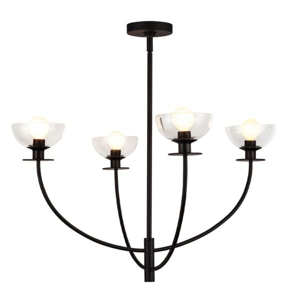 Elstead Lighting - Sylvia - ALM-SYLVIA4-BK-CL - Black Clear Glass 4 Light Ceiling Pendant Light