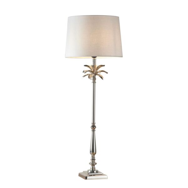 Endon Lighting - Leaf - 91169 - Nickel Vintage White Table Lamp With Shade