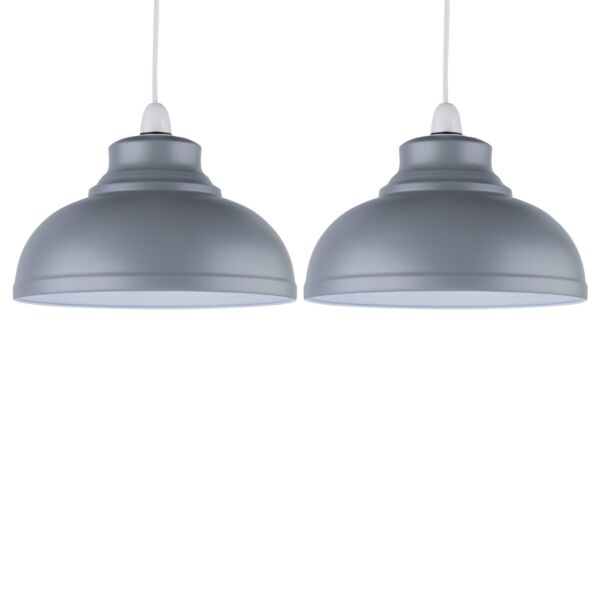 Set of 2 Dome - Grey Easy Fit Metal Pendant Shades