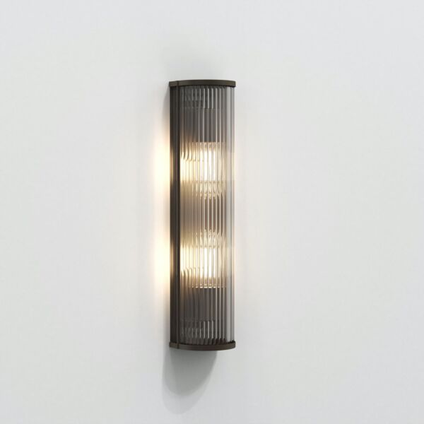 Astro Lighting - Avignon - 1427003 - Bronze Clear Ribbed Glass 2 Light Wall Washer Light