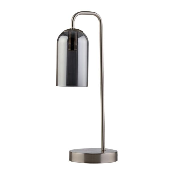 Victoria - Satin Nickel Touch Lamp with Smoke Glass Shade