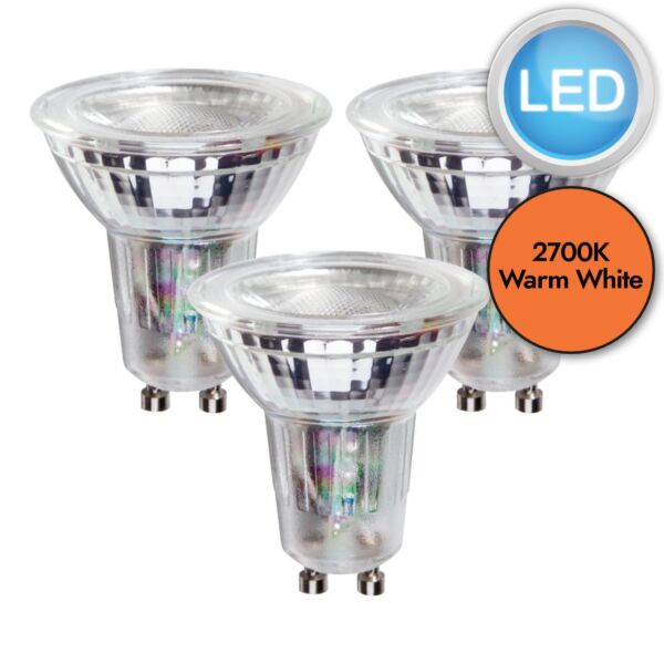 3 x 4.7W LED GU10 Dimmable Light Bulbs - Warm White