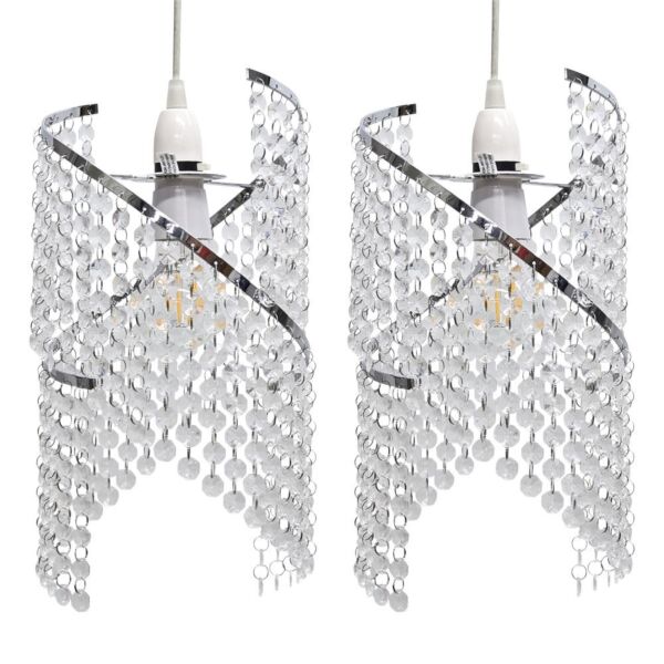 Set of 2 Canna - Twist Jewelled Pendant Shades