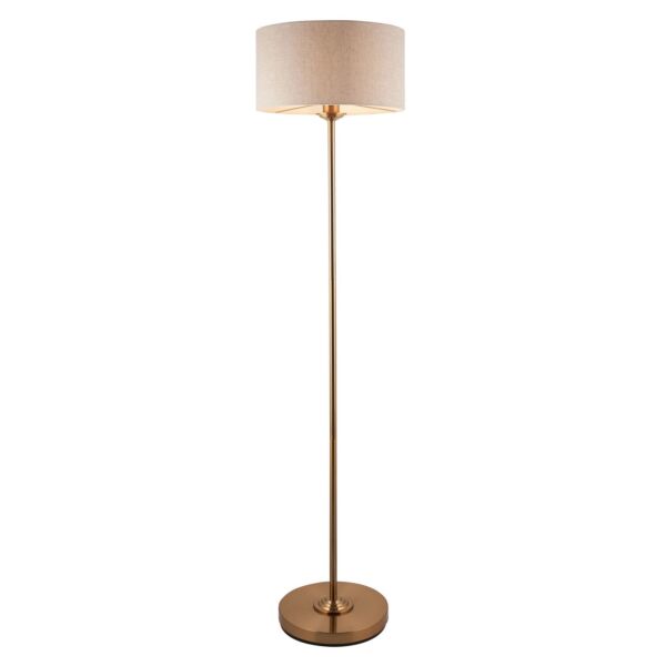 Endon Lighting - Highclere - 113461 - Vintage Brass Natural Floor Lamp