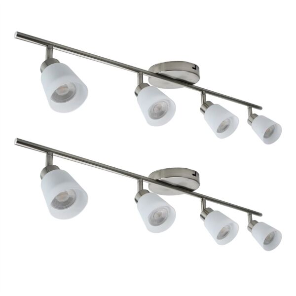 Set of 2 Tecoma - Satin Nickel with Glass 4 Way Adjustable Spotlights