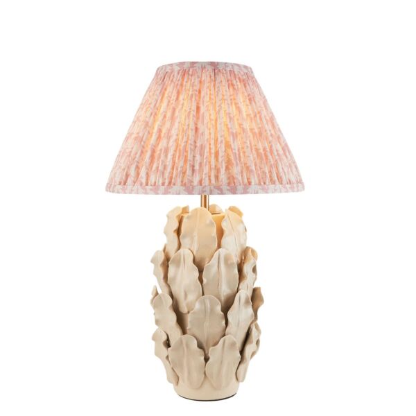 Endon Lighting - Layered Leaf & Leaf 30cm - 116430 - Cream Crackle Aged Brass Peach Ceramic Table Lamp With Shade