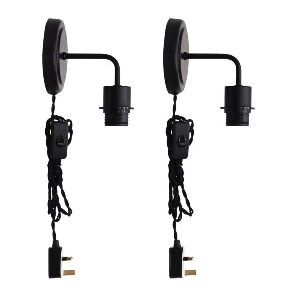 Set of 2 Toby -Black Plug in Wall Light Fittings Only