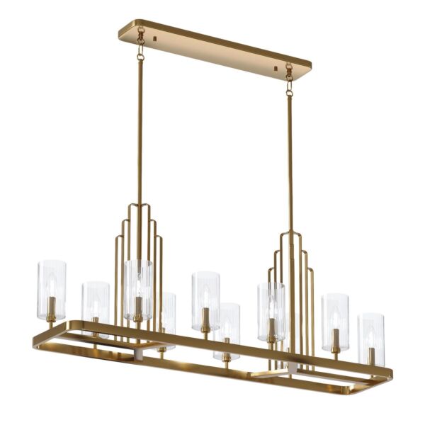 Quintiesse - Kimrose - QN-KIMROSE10-BNB - Natural Brass Clear Glass 10 Light Bar Ceiling Pendant Light