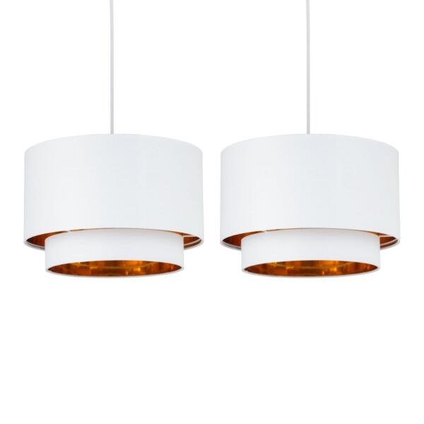 Set of 2 Kozy - White and Gold 30cm Pendant Shades