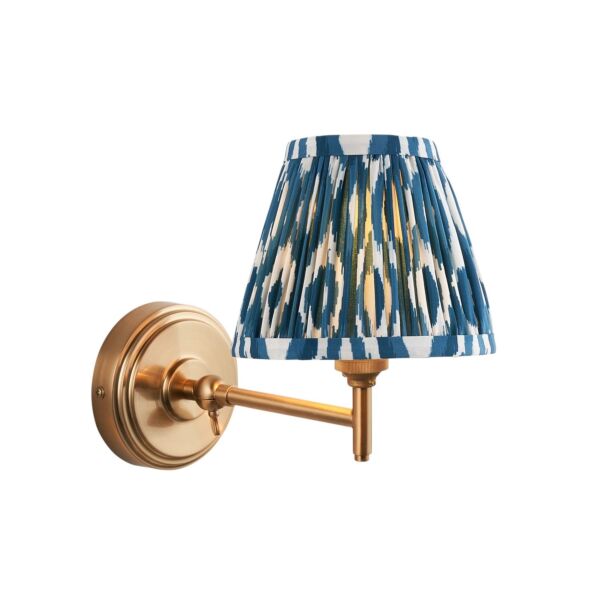Endon Lighting - Step Fold & Ikat 16cm - 115801 - Aged Brass Blue Wall Light