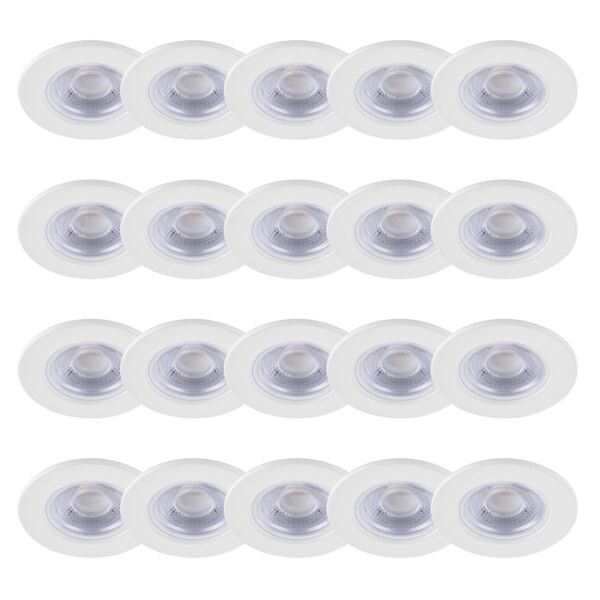 Set of 20 Matt White Fire Rated 6W LED 4000K Recessed Downlights