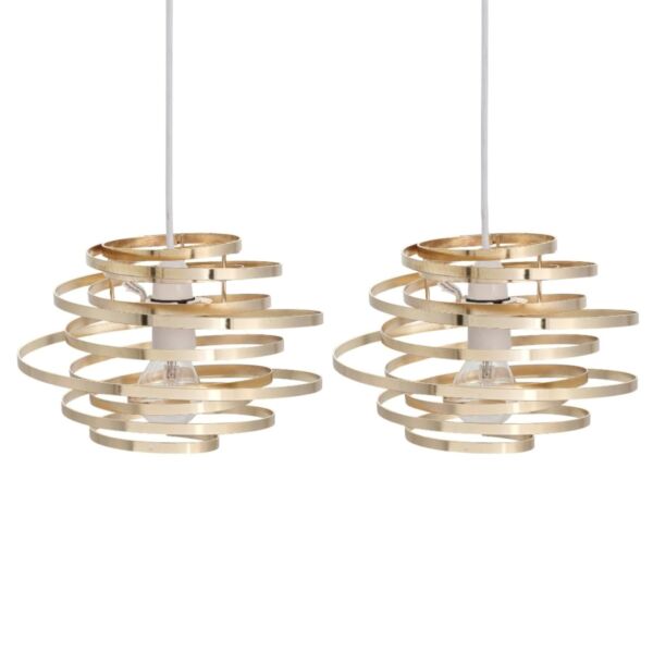 Set of 2 Gold Metal Swirl Easy Fit Light Shades