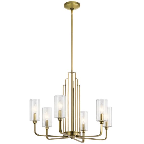 Quintiesse - Kimrose - QN-KIMROSE6-BNB - Natural Brass Clear Glass 6 Light Ceiling Pendant Light