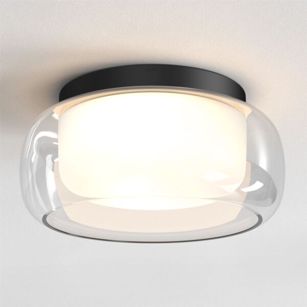 Astro Lighting - Aquina 360 - 1450011 - Matt Black & Clear & White Glass Bathroom Ceiling Flush Light