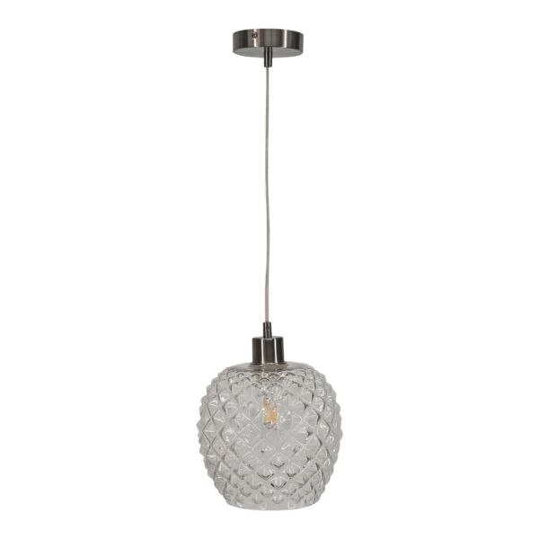 Baine - Clear Textured Glass with Satin Nickel Pendant Fitting