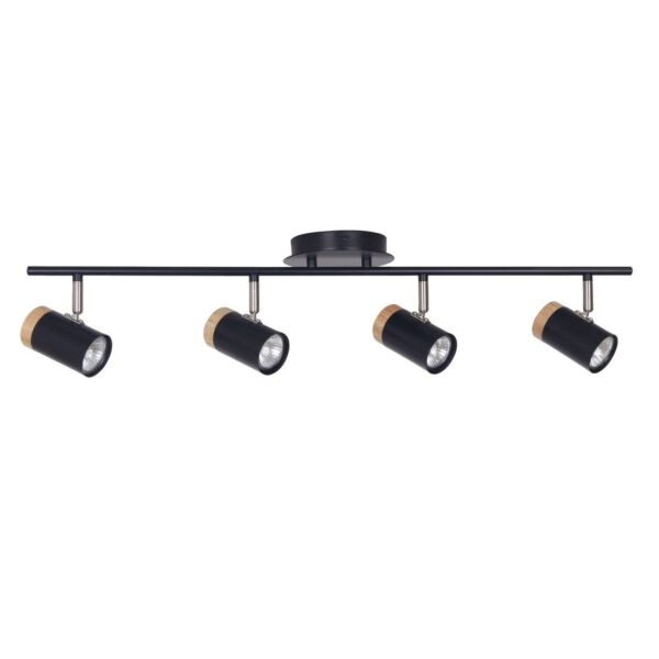 Stratton - Black with Wood Detail Four Way Spotlight