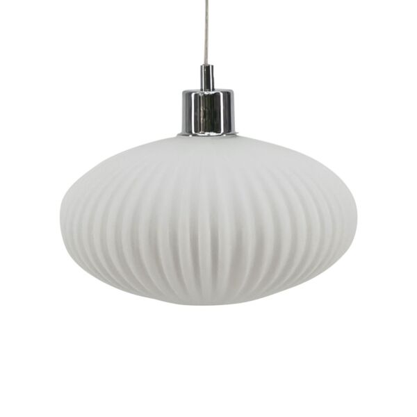 Baton - White Ribbed Glass Easy Fit Pendant Shade