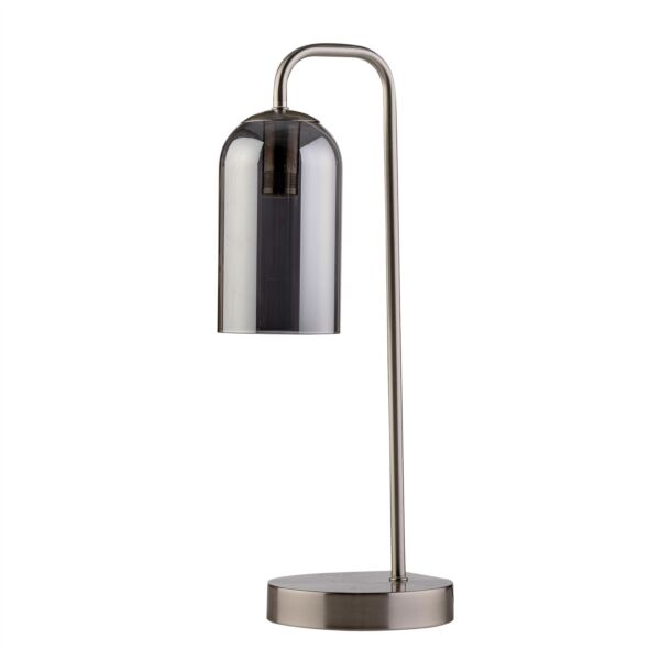 Victoria - Satin Nickel Touch Lamp with Smoke Glass Shade