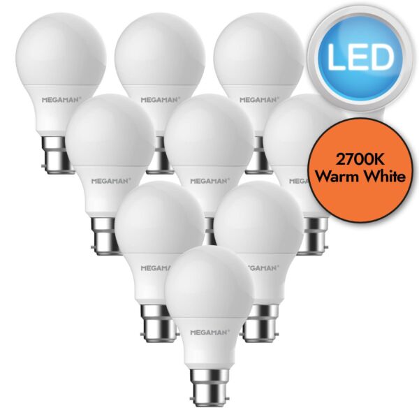 10 x 8.6W LED B22 Light Bulbs - Warm White