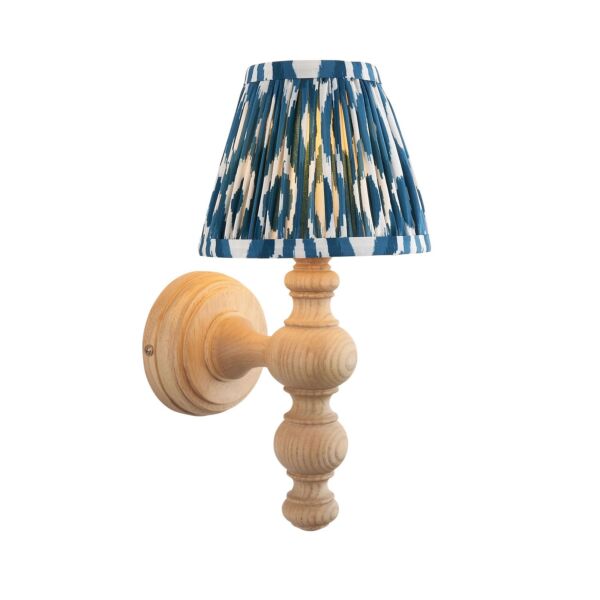 Endon Lighting - Bibury & Ikat 16cm - 114312 - Ash Wood Aged Brass Blue Wall Light