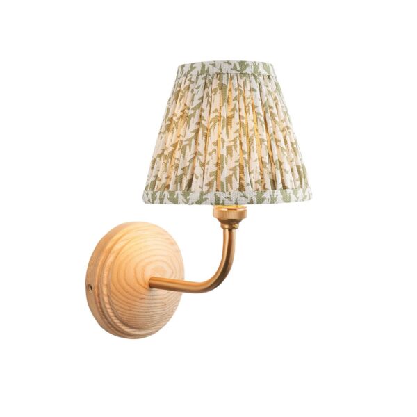 Endon Lighting - Wood Arc & Leaf 16cm - 115809 - Ash Wood Green Wall Light