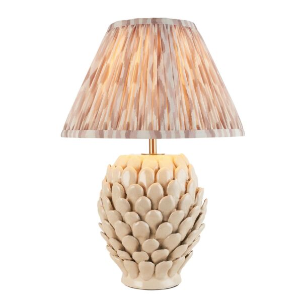 Endon Lighting - Layered Leaf & Ikat 30cm - 116421 - Cream Crackle Aged Brass Neutral Ceramic Table Lamp With Shade