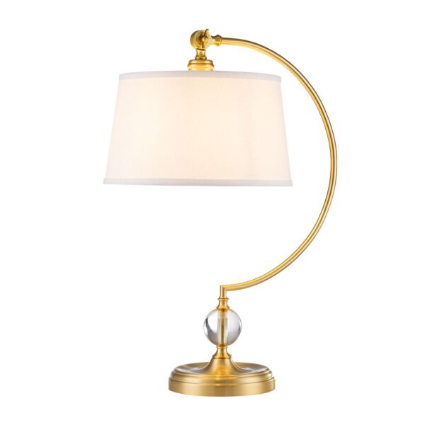 Quoizel Lighting - Jenkins - QZ-JENKINS-TL-BB - Brushed Brass Clear Glass Cream Table Lamp With Shade