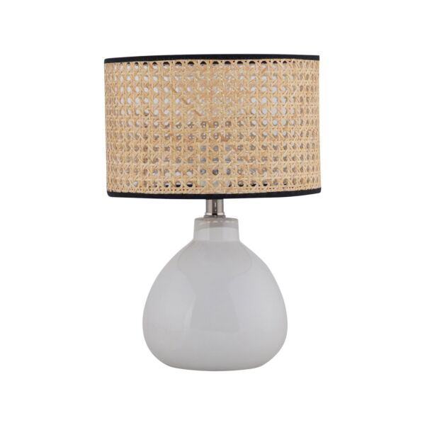 Tuscan - White Ceramic Lamp with Natural Cane Shade