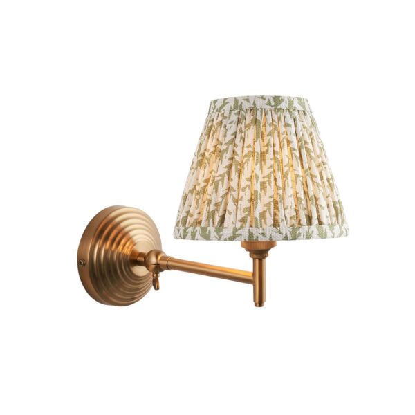 Endon Lighting - Obelisk Fold & Leaf 16cm - 115723 - Aged Brass Green Wall Light