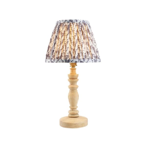 Endon Lighting - Bibury & Leaf 20cm - 114281 - Ash Wood Aged Brass Grey Table Lamp With Shade