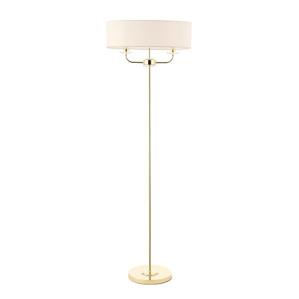 Endon Lighting - Nixon - 70563 - Brass Vintage White 2 Light Floor Lamp