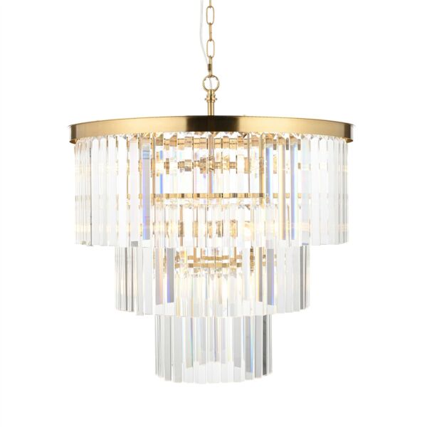 Endon Lighting - Conaston - 115457 - Aged Brass Clear Cut Glass 7 Light Ceiling Pendant Light
