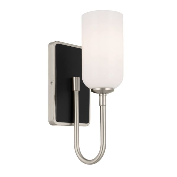 Kichler Lighting - Solia - KL-SOLIA-1W-BNB - Brushed Nickel Black Opal Glass IP44 Bathroom Wall Light