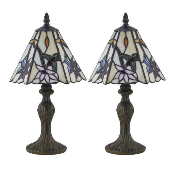 Set of 2 Chichester - Tiffany Coloured Glass 36cm Table Lamps