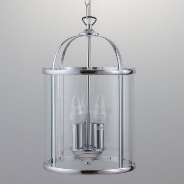 Polished Chrome 3 Light Lantern Style Pendant