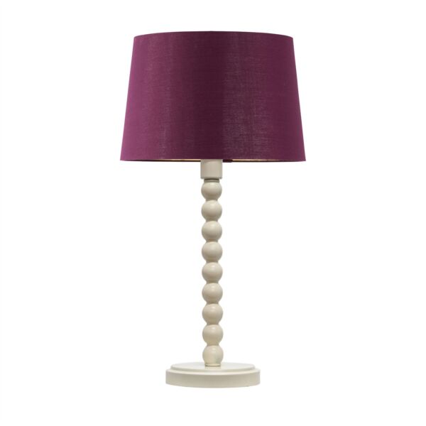 Bobbin - Ivory Lamp with Burgundy & Gold Shade