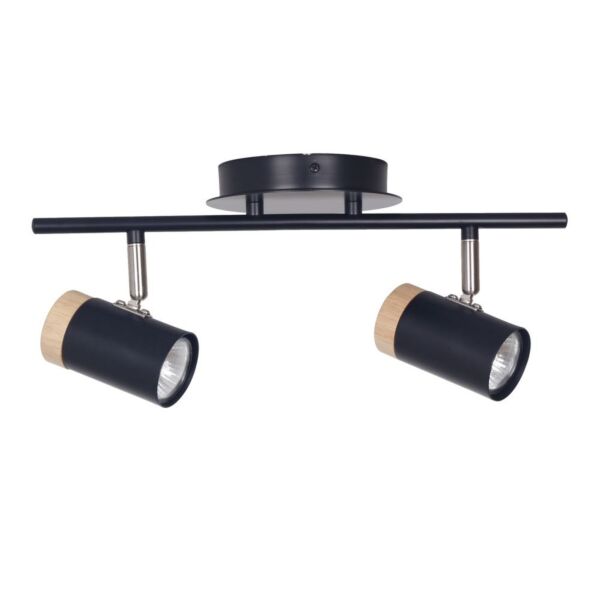 Stratton - Black with Wood Detail Two Way Spotlight