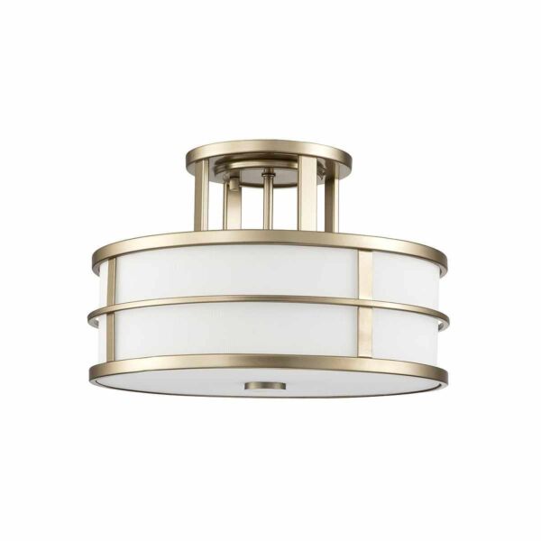 Feiss Lighting - Fusion - FE-FUSION-SF-PNBR - Natural Brass Opal Glass 3 Light Flush Ceiling Light