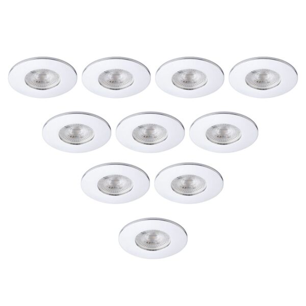Saxby Lighting - Set of 10 Saxby ShieldONE 65 - 111572 & 113319 - Chrome Fixed Recessed Fire Rated Ceiling Downlights
