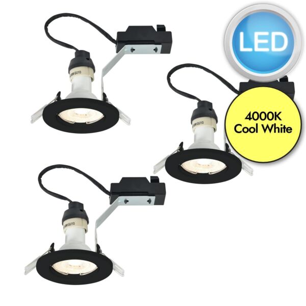 Nordlux - Set of 3 Canis - 49370103 - LED Black Recessed Ceiling Downlights