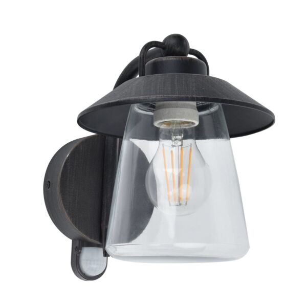 Lutec - Cate - 5264207213 - Rustic Black Clear Glass IP44 Outdoor Sensor Wall Light
