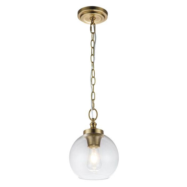 Feiss Lighting - Tabby - FE-TABBY-P-S-BB - Brass Clear Glass Ceiling Pendant Light