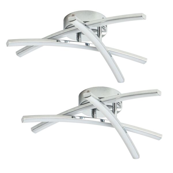 Set of 2 Yardley - LED Chrome Opal Flush Ceiling Lights