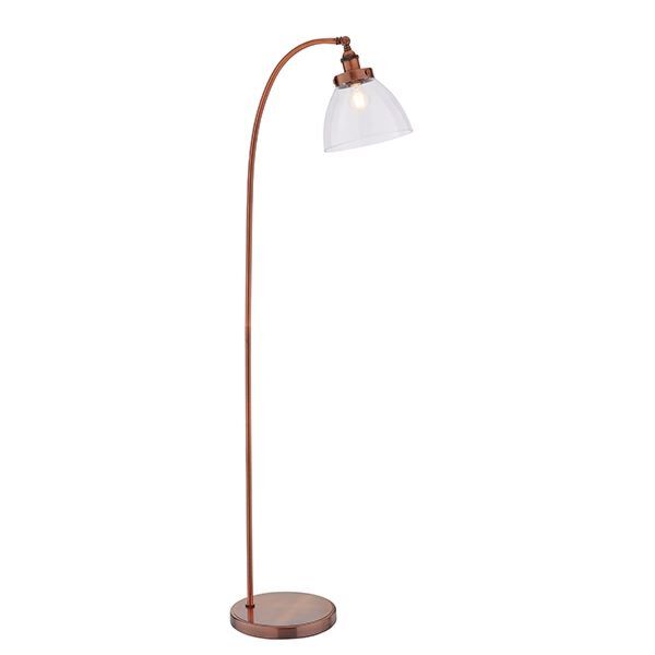 Endon Lighting - Hansen - 77862 - Aged Copper Clear Glass Floor Reading Lamp