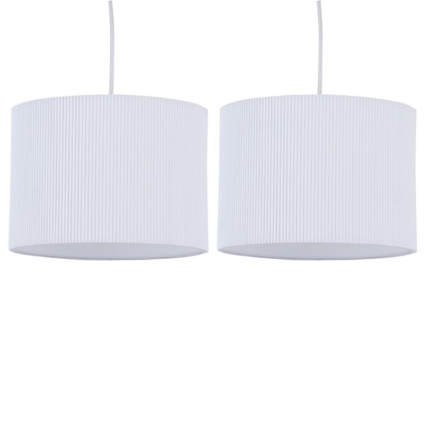 Set of 2 White Pleated 30cm Pendant Lightshades