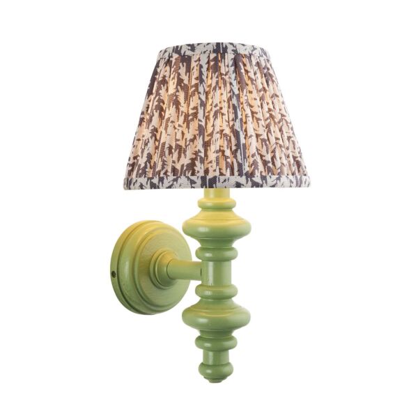 Endon Lighting - Carnaby & Leaf 20cm - 114453 - Green Grey Wall Light