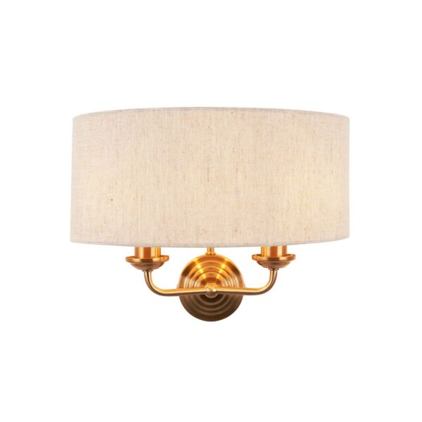 Endon Lighting - Highclere - 110726 - Vintage Brass Natural 2 Light Wall Light